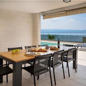 5 bedroom beachfront villa with heated pool near Omis, sleeps 9